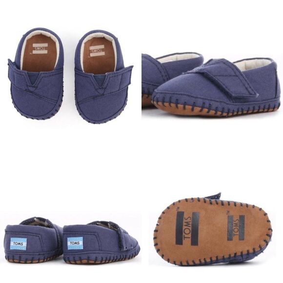 Tiny Toms: Crib Alpargata Navy Canvas Flats - Picture 1 of 8